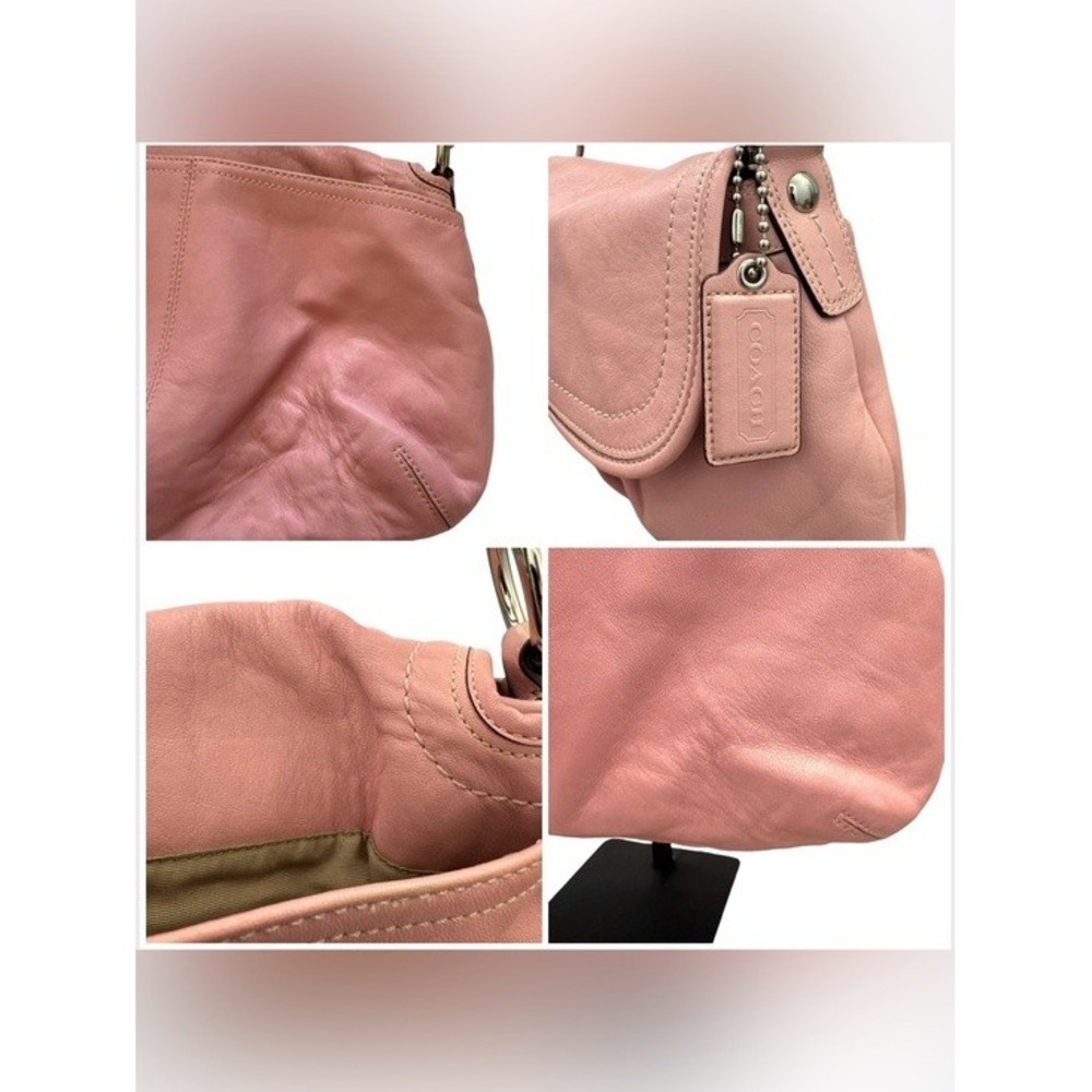 Coach Baby Pink Y2K Soho Pleated Flap Shoulder Bag Silver Hardware - Picture 4 of 15